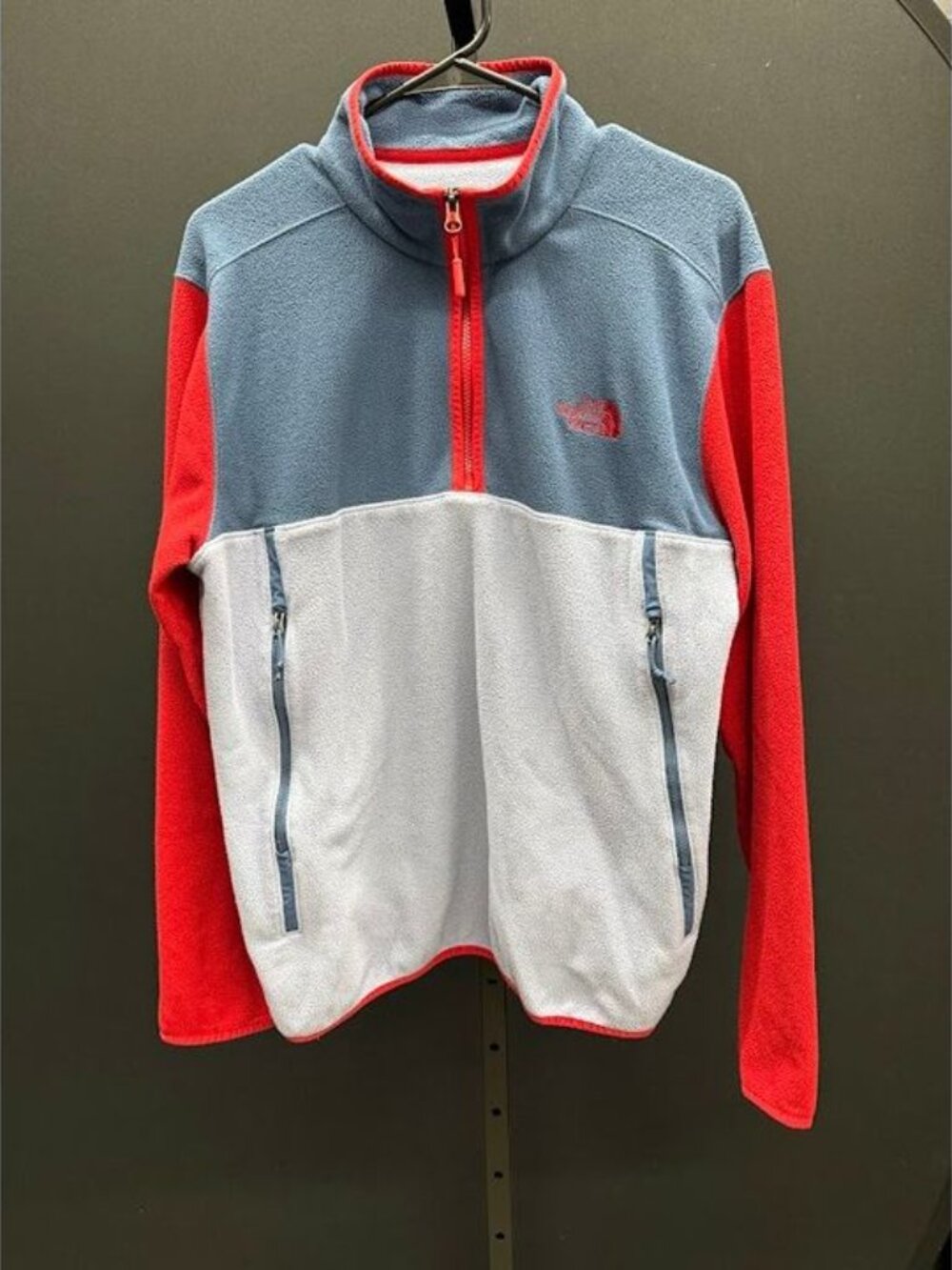 The North Face Red and Blue Vintage Fleece Half Zip Sweatshirt